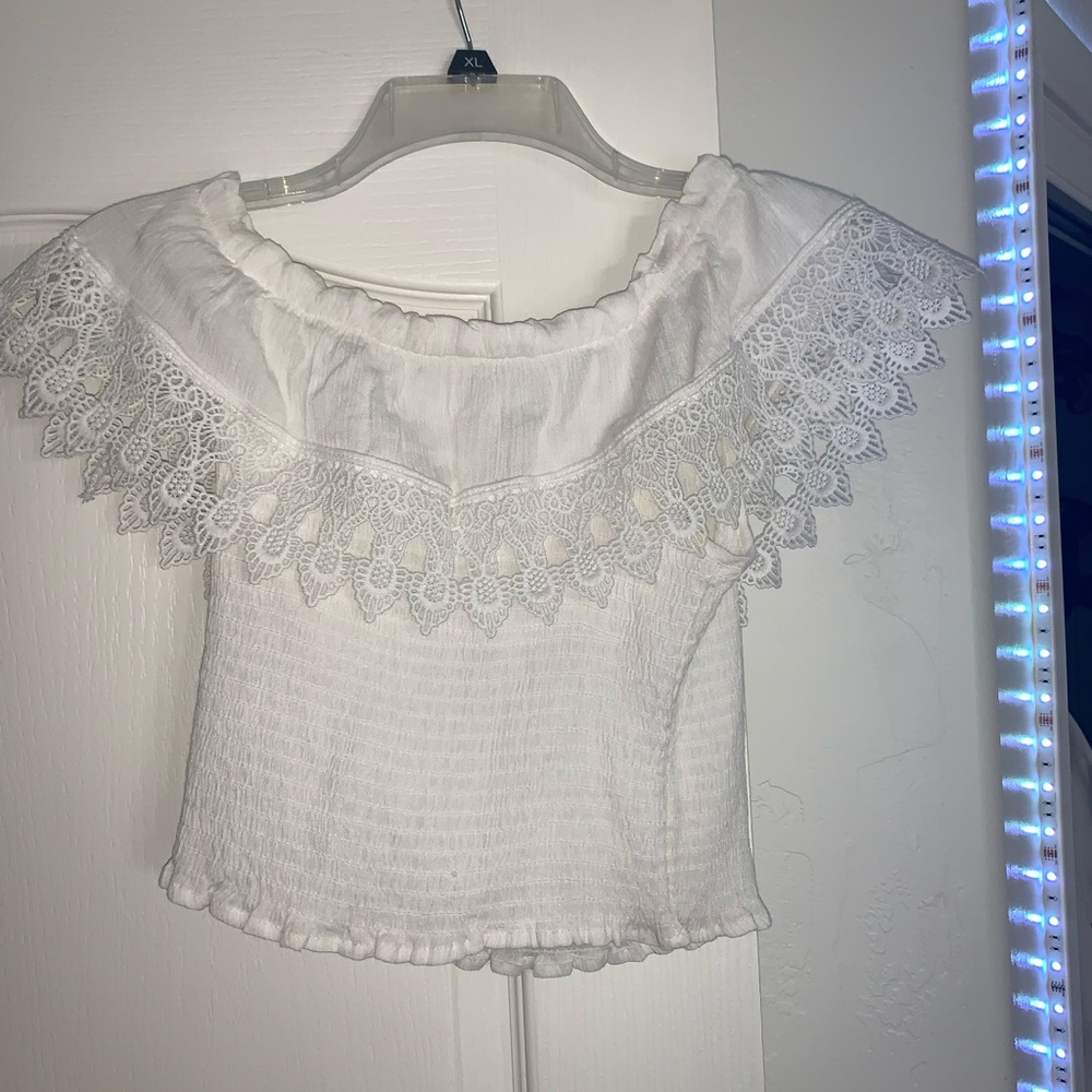 White off shoulder crop top